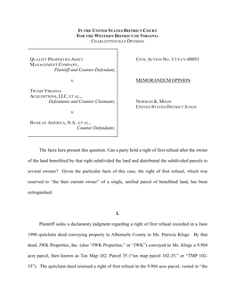 Quality Properties V. Trump, 2012 U.S. Dist