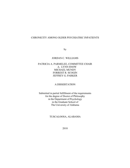 CHRONICITY AMONG OLDER PSYCHIATRIC INPATIENTS By