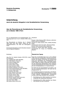 Unterrichtung Durch Die Deutsche Delegation in Der Nordatlantischen Versammlung