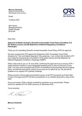 Abellio Scotrail Accessible Travel Policy Approval Decision Letter And
