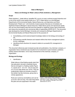 Status and Strategy for Water Lettuce (Pistia Stratiotes L.) Management