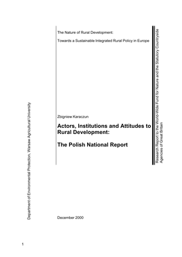 Actors, Institutions and Attitudes to Rural