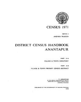 District Census Handbook, Anantapur, Part X-A-B, Series-2