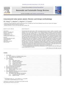 Concentrated Solar Power Plants Review and Design Methodology