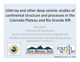 Usarray and Other Deep Seismic Studies Of