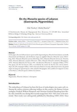 Gastropoda, Hygromiidae) 1 Doi: 10.3897/Zookeys.311.5408 Research Article Launched to Accelerate Biodiversity Research