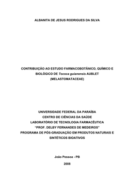 Albanita De Jesus Rodrigues Da Silva Contribuição Ao