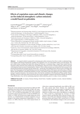 Effects of Vegetation Zones and Climatic Changes on Fire-Induced Atmospheric Carbon Emissions: a Model Based on Paleodata