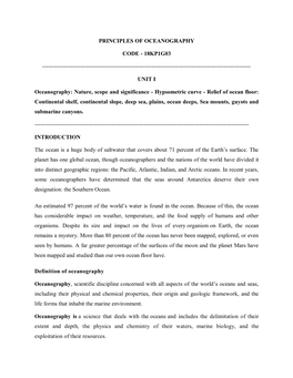 Principles of Oceanography Code