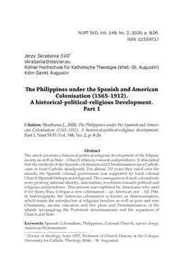 The Philippines Under the Spanish and American Colonisation (1565-1912)