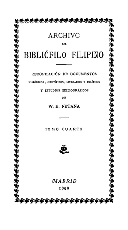 Pdf Archivo Del Bibliófilo Filipino : Recopilación De Documentos