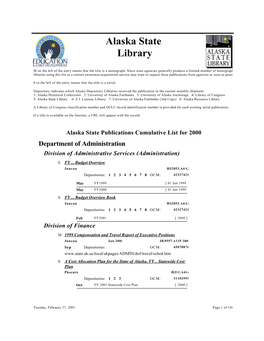 2000 Cumulative State Publications List