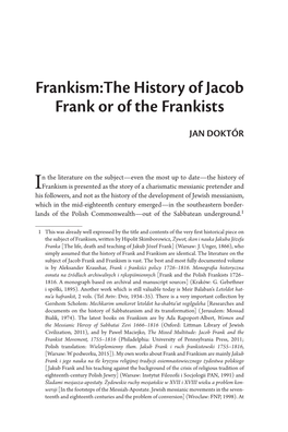 Frankism:The History of Jacob Frank Or of the Frankists