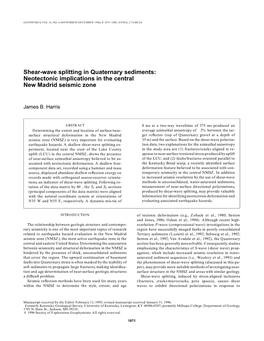 Shear-Wave Splitting in Quaternary Sediments: Neotectonic Implications in the Central New Madrid Seismic Zone