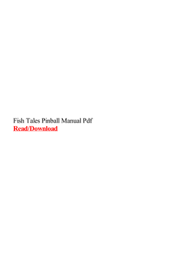 Fish Tales Pinball Manual Pdf