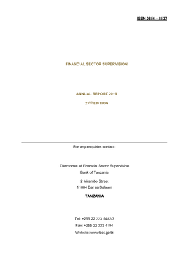 8537 Financial Sector Supervision Annual Report