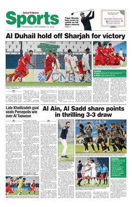 Al Duhail Hold Off Sharjah for Victory