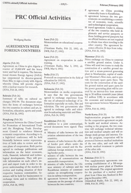 PRC Official Activities Ernments on Establishing a Commit­ Tee of Economic, Trade, Scientific and Technological Cooperation; H Travel Agreement