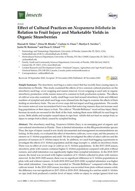 Effect of Cultural Practices on Neopamera Bilobata In