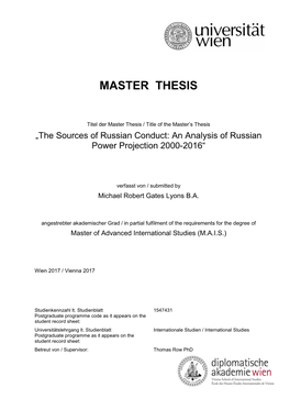 Master Thesis