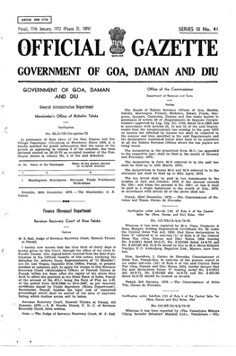 Official Gazette Government of Goa, Daman and Diu