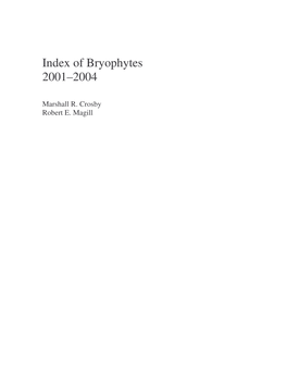 Of Bryophytes 2001–2004