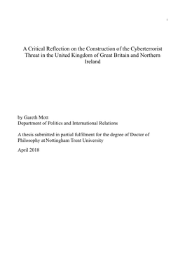 A Critical Reflection on the Construction of the Cyberterrorist Threat in the United Kingdom of Great Britain and Northern Ireland