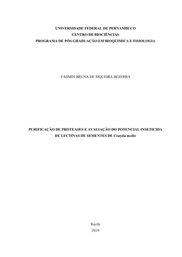 Universidade Federal De Pernambuco Centro De Biociências Programa De Pós-Graduação Em Bioqúimica E Fisiologia