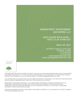 Mainstreet Investment Advisors, Llc