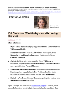 9 July 2020 Financial Times E Copestake Appt