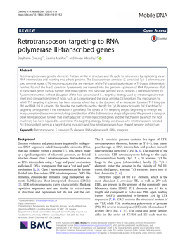 Retrotransposon Targeting to RNA Polymerase III-Transcribed Genes Stephanie Cheung1†, Savrina Manhas1† and Vivien Measday1,2*