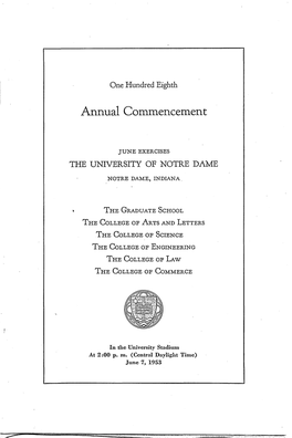 1953-06-07 University of Notre Dame Commencement Program