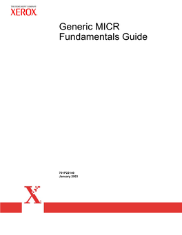 Generic MICR Fundamentals Guide