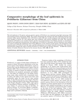 Comparative Morphology of the Leaf Epidermis in Fritillaria (Liliaceae) from China