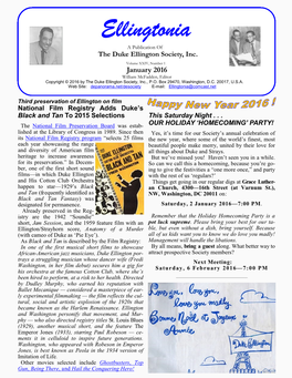 Ellingtonia a Publication of the Duke Ellington Society, Inc