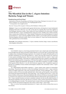 The Microbial Zoo in the C. Elegans Intestine: Bacteria, Fungi and Viruses