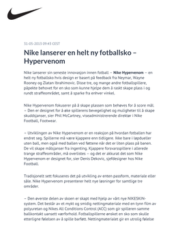 Nike Lanserer En Helt Ny Fotballsko – Hypervenom