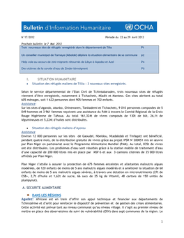 1 I. Situation Humanitaire A. Securite Alimentaire Dans