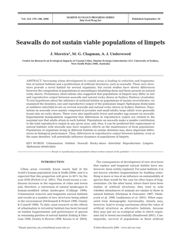 Seawalls Do Not Sustain Viable Populations of Limpets