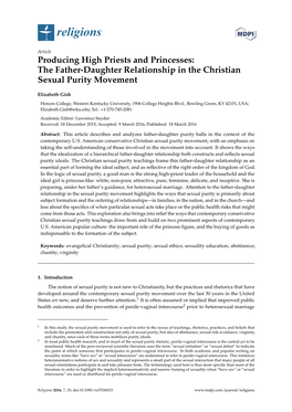 The Father-Daughter Relationship in the Christian Sexual Purity Movement