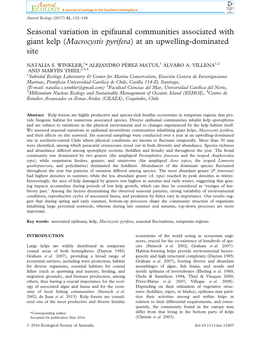 Seasonal Variation in Epifaunal Communities Associated with Giant Kelp (Macrocystis Pyrifera) at an Upwelling-Dominated Site