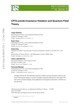CPT/Lorentz Invariance Violation and Quantum Field Theory