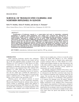 Survival of Translocated Clubshell and Northern Riffleshell in Illinois