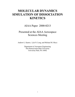 Molecular Dynamics Simulation of Dissociation Kinetics