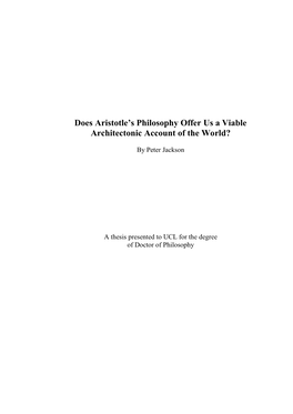 A Survey of Aristotle's Philosophical Worldview