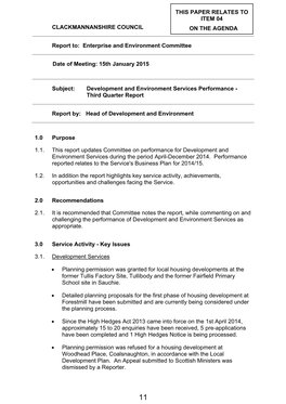Development and Environment Services Performance - Third Quarter Report