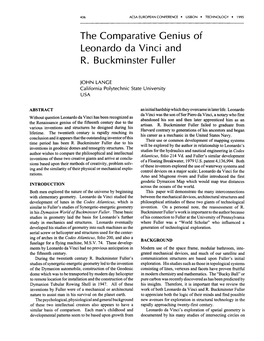 The Comparative Genius of Leonardo Da Vinci and R. Buckminster Fuller