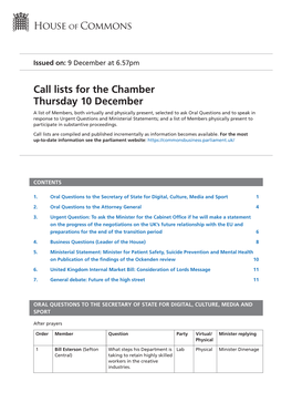 View Call Lists: Chamber PDF File 0.07 MB