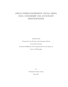 China's Weibo Experiment: Social