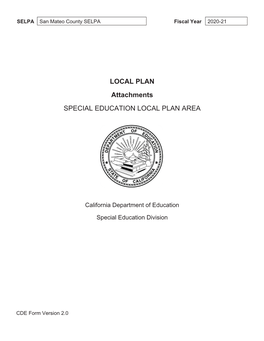 LOCAL PLAN Attachments SPECIAL EDUCATION LOCAL PLAN AREA